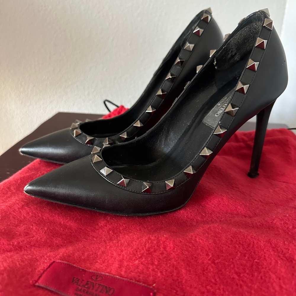 Valentino Black Stiletto Heels with Studs